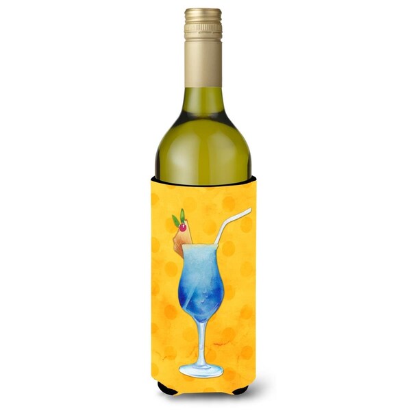 Carolines Treasures Summer Cocktail Yellow Polkadot Wine Bottle Beverge Insulator Hugger - BB8232LITERK