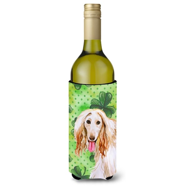 Carolines Treasures Afghan Hound St. Patricks Wine Bottle Beverge Insulator Hugger - BB9876LITERK