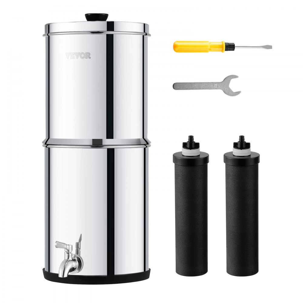 VEVOR 1.5G Gravity-fed Water Filter Countertop System Stainless Steel 2 Filters - ZLLSQ15GALHXAN9KVV0