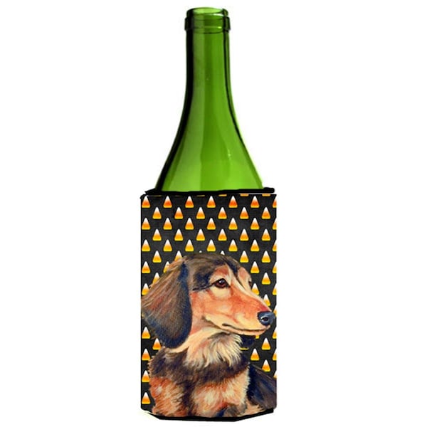 Carolines Treasures Dachshund Candy Corn Halloween Portrait Wine bottle sleeve Hugger - 24 oz. - LH9041LITERK