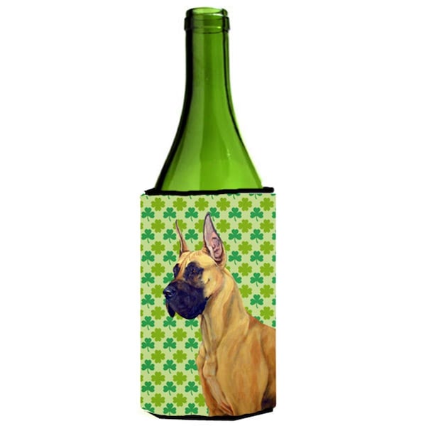 Carolines Treasures Great Dane St. Patricks Day Shamrock Portrait Wine bottle sleeve Hugger - LH9175LITERK