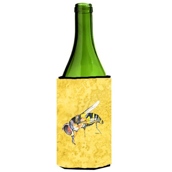 Carolines Treasures Bee On Yellow Wine bottle sleeve Hugger - 24 oz. - 8851LITERK