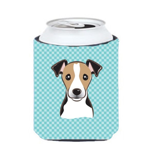 Carolines Treasures Checkerboard Blue Jack Russell Terrier Can Or Bottle Hugger- 12 Oz. - BB1199CC