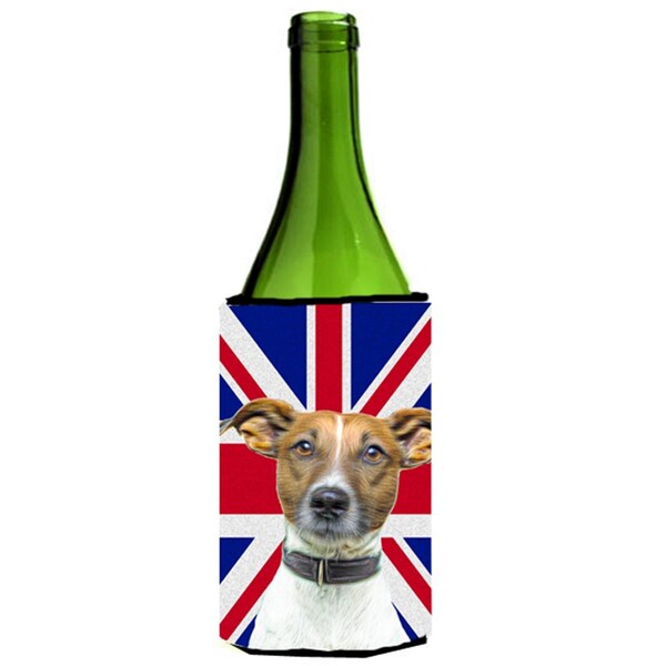 Carolines Treasures Jack Russell Terrier with English Union Jack British Flag Wine bottle sleeve Hugger - KJ1162LITERK