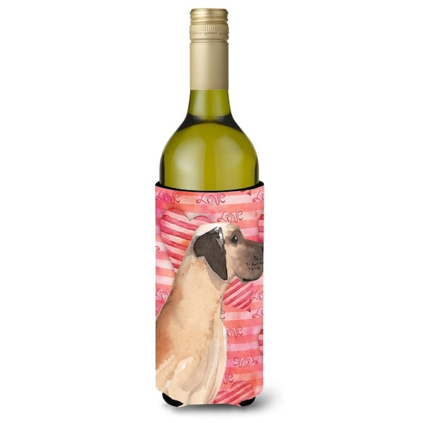 Carolines Treasures Fawn Natural Great Dane Love Wine Bottle Beverge Insulator Hugger - BB9489LITERK