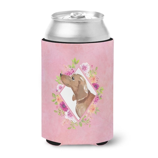 Carolines Treasures Dachshund Pink Flowers Can or Bottle Hugger - CK4207CC