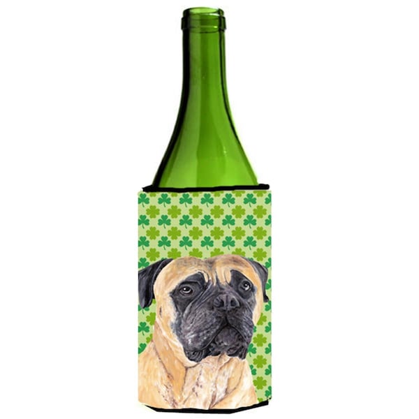 Carolines Treasures Mastiff St. Patricks Day Shamrock Portrait Wine bottle sleeve Hugger - 24 oz. - SC9305LITERK