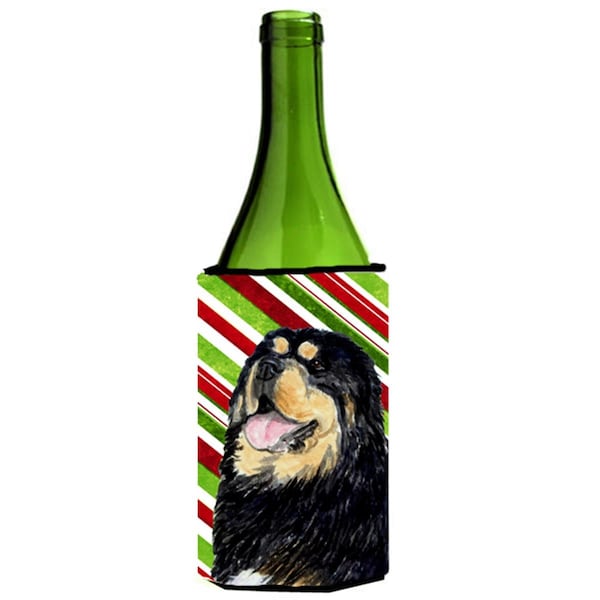 Carolines Treasures Tibetan Mastiff Candy Cane Holiday Christmas Wine Bottle   Hugger - 24 oz. - SS4581LITERK