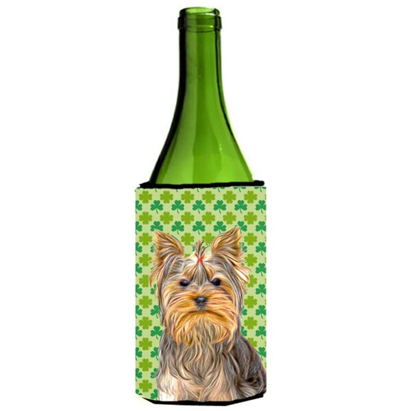 Carolines Treasures St. Patricks Day Shamrock Yorkie & Yorkshire Terrier Wine bottle sleeve Hugger - KJ1198LITERK