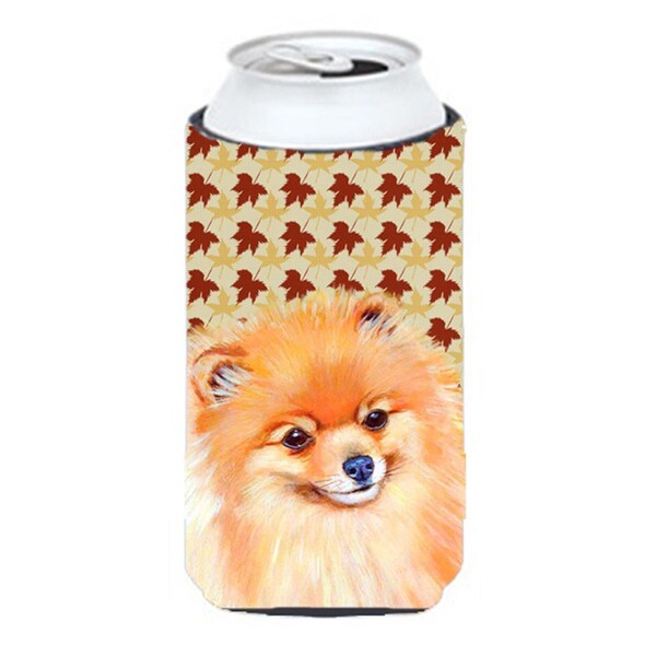 Carolines Treasures Pomeranian Fall Leaves Portrait Tall Boy  Hugger - 22 To 24 oz. - LH9125TBC