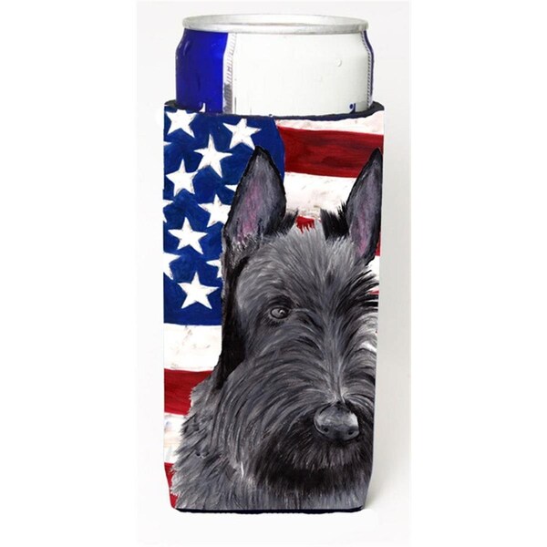 Carolines Treasures Usa American Flag With Scottish Terrier Michelob Ultra bottle sleeves For Slim Cans - 12 oz. - SC9032MUK