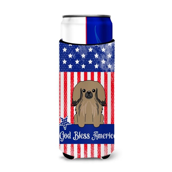Carolines Treasures Patriotic USA Pekingnese Tan Michelob Ultra Hugger for Slim Cans - BB3097MUK