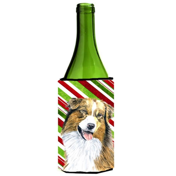 Carolines Treasures Australian Shepherd Holiday Christmas Wine bottle sleeve Hugger - 24 oz. - SC9357LITERK