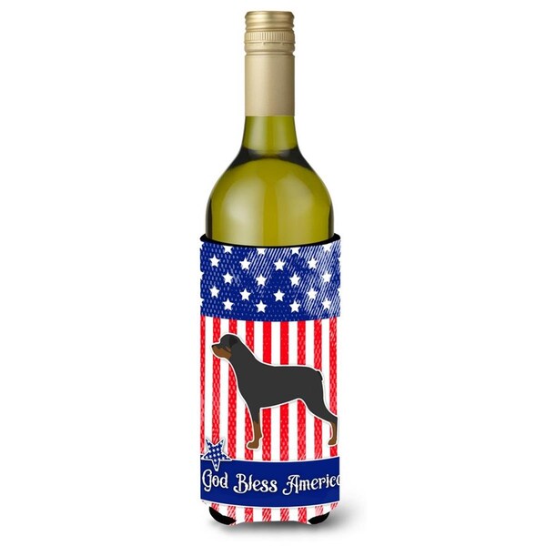Carolines Treasures USA Patriotic Rottweiler Wine Bottle Beverge Insulator Hugger - BB3366LITERK