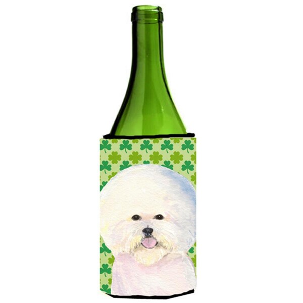 Carolines Treasures Bichon Frise St. Patricks Day Shamrock Portrait Wine bottle sleeve Hugger - 24 oz. - SS4457LITERK