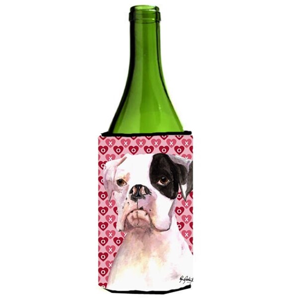Carolines Treasures Cooper Love and Hearts Boxer Wine bottle sleeve Hugger 24 oz. - RDR3006LITERK