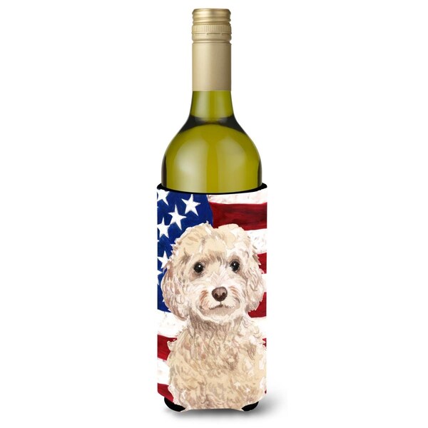 Carolines Treasures Champagne Cockapoo Patriotic Wine Bottle Beverge Insulator Hugger - BB9375LITERK