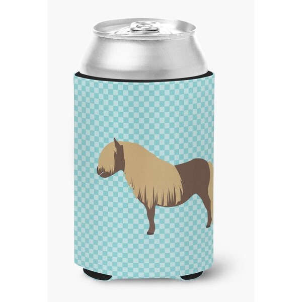 Carolines Treasures Shetland Pony Horse Blue Check Can or Bottle Hugger - BB8088CC