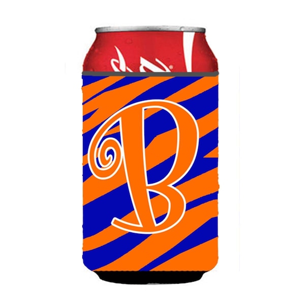 Carolines Treasures Letter B Initial Monogram - Tiger Stripe Blue And Orange Can Or Bottle  Hugger - CJ1036-BCC