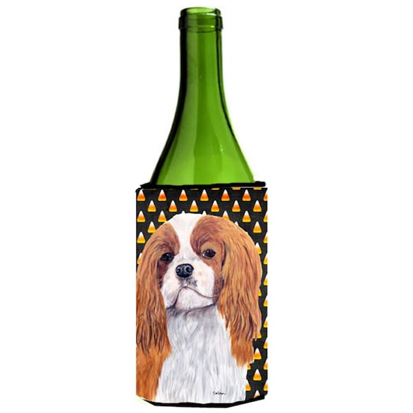 Carolines Treasures Cavalier Spaniel Blenheim Candy Corn Halloween Wine Bottle  Hugger - 24 oz. - SC9194LITERK