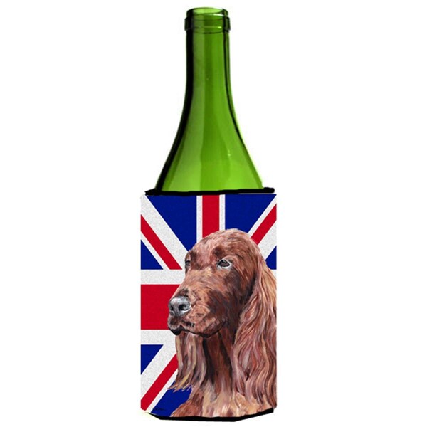 Carolines Treasures Irish Setter With Engish Union Jack British Flag Wine bottle sleeve Hugger - 24 Oz. - SC9870LITERK