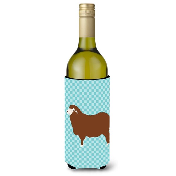 Carolines Treasures Merino Sheep Blue Check Wine Bottle Beverge Insulator Hugger - BB8155LITERK