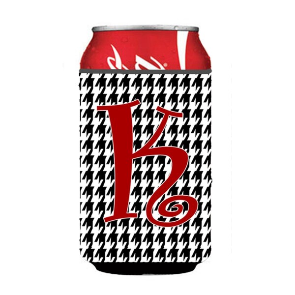 Carolines Treasures Letter K Initial Monogram - Houndstooth Black Can Or Bottle  Hugger - CJ1035-KCC