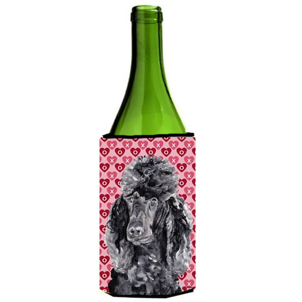 Carolines Treasures Black Standard Poodle Hearts And Love Wine bottle sleeve Hugger  24 Oz. - SC9698LITERK