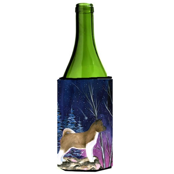 Carolines Treasures Starry Night Akita Wine bottle sleeve Hugger - 24 oz. - SS8352LITERK