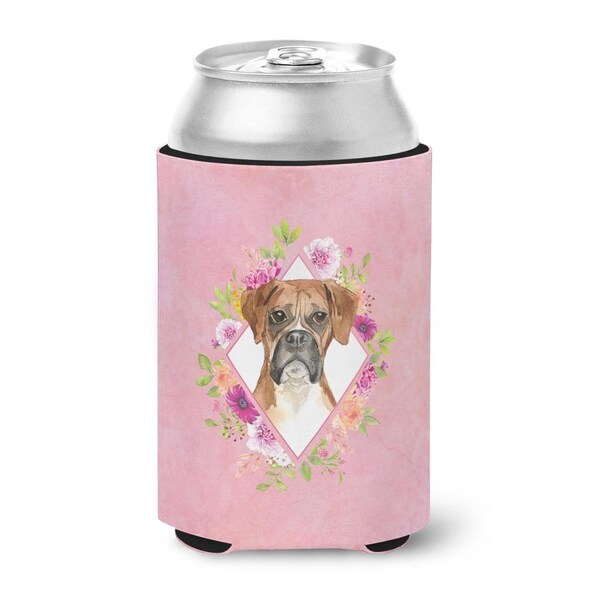 Carolines Treasures Boxer Pink Flowers Can or Bottle Hugger - CK4255CC