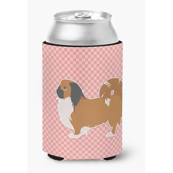Carolines Treasures Pekingese Checkerboard Pink Can or Bottle Hugger - BB3638CC