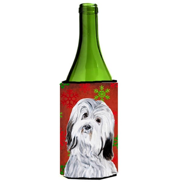 Carolines Treasures Havanese Red Snowflakes Holiday Wine bottle sleeve Hugger  24 Oz. - SC9761LITERK