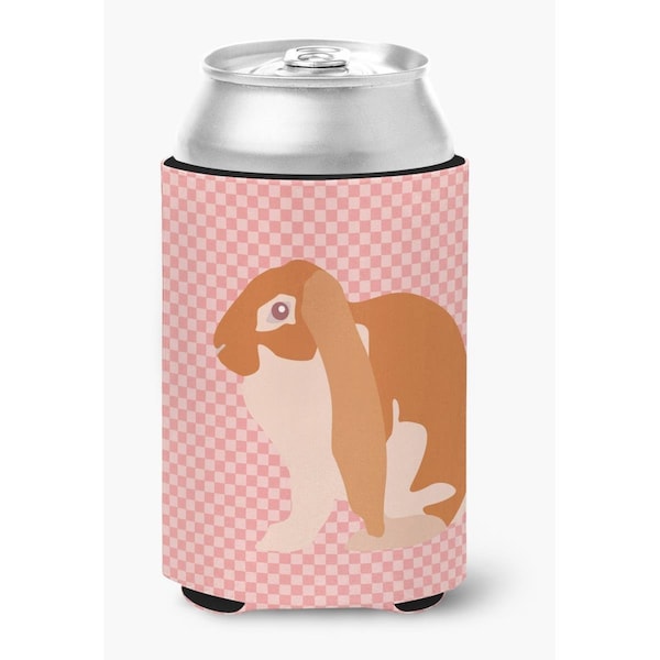 Carolines Treasures English Lop Rabbit Pink Check Can or Bottle Hugger - BB7962CC