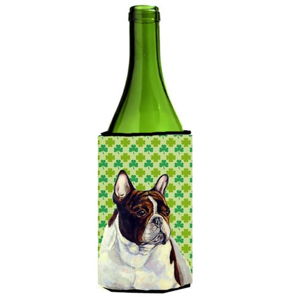 Carolines Treasures French Bulldog St. Patricks Day Shamrock Portrait Wine bottle sleeve Hugger 24 oz. - LH9202LITERK