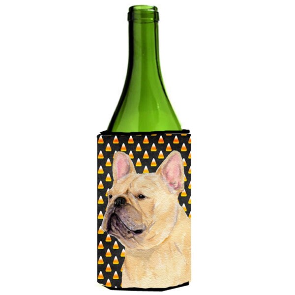 Carolines Treasures French Bulldog Candy Corn Halloween Portrait Wine bottle sleeve Hugger - 24 Oz. - SS4278LITERK