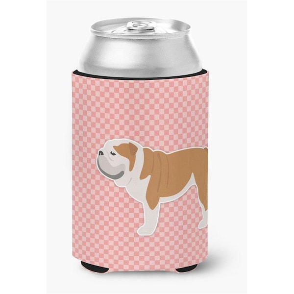 Carolines Treasures English Bulldog Checkerboard Pink Can or Bottle Hugger - BB3662CC