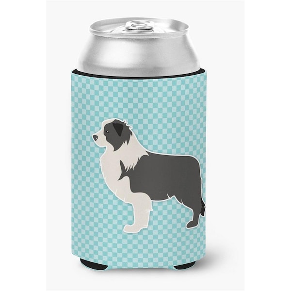 Carolines Treasures Black Border Collie Checkerboard Blue Can or Bottle Hugger - BB3723CC