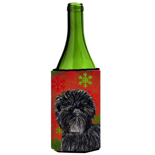 Carolines Treasures Affenpinscher Red Green Snowflakes Christmas Wine bottle sleeve Hugger - 24 oz. - SS4718LITERK