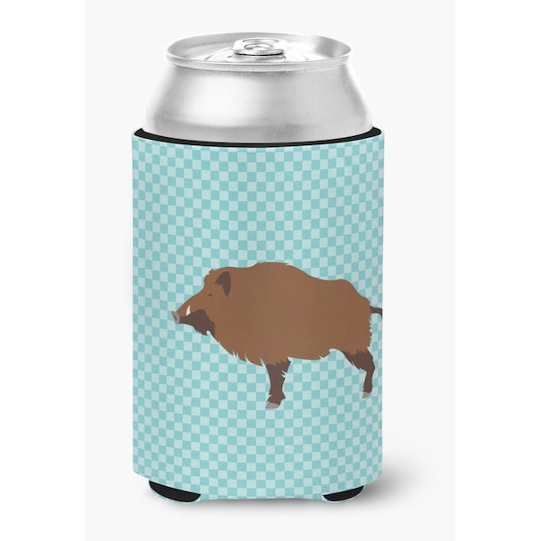 Carolines Treasures Wild Boar Pig Blue Check Can or Bottle Hugger - BB8110CC