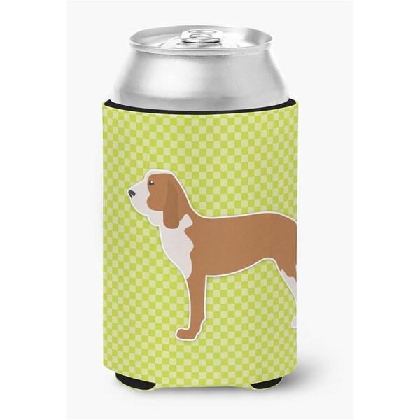 Carolines Treasures Spanish Hound Checkerboard Green Can or Bottle Hugger - BB3791CC