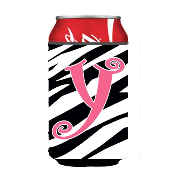 Carolines Treasures Letter Y Initial Monogram - Zebra Stripe And Pink Can Or Bottle  Hugger - CJ1037-YCC
