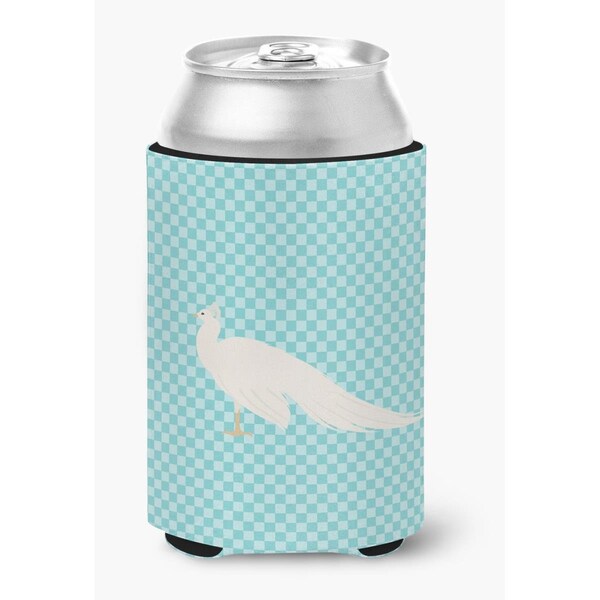 Carolines Treasures White Peacock Peafowl Blue Check Can or Bottle Hugger - BB8100CC