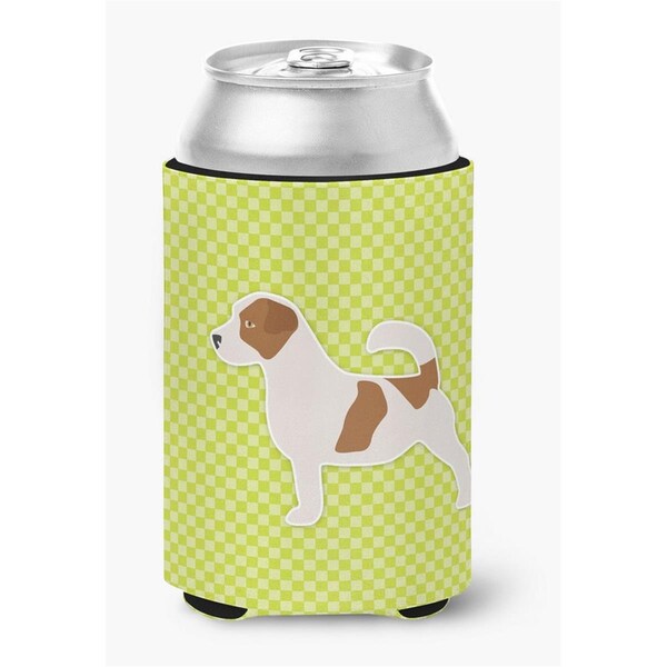 Carolines Treasures Jack Russell Terrier Checkerboard Green Can or Bottle Hugger - BB3807CC
