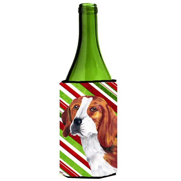 Carolines Treasures Beagle Candy Cane Holiday Christmas Wine bottle sleeve Hugger - 24 oz. - SC9329LITERK