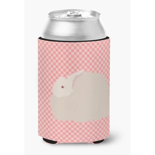 Carolines Treasures Fluffy Angora Rabbit Pink Check Can or Bottle Hugger - BB7959CC