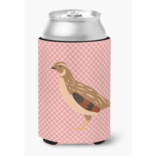 Carolines Treasures Golden Phoenix Quail Pink Check Can or Bottle Hugger - BB7955CC