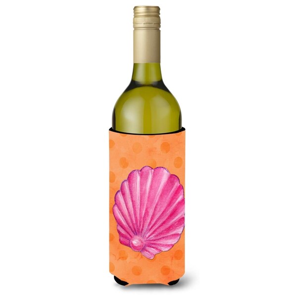 Carolines Treasures Pink Sea Shell Orange Polkadot Wine Bottle Beverge Insulator Hugger - BB8243LITERK