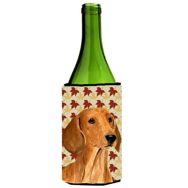 Carolines Treasures Dachshund Fall Leaves Portrait Wine bottle sleeve Hugger - SS4369LITERK