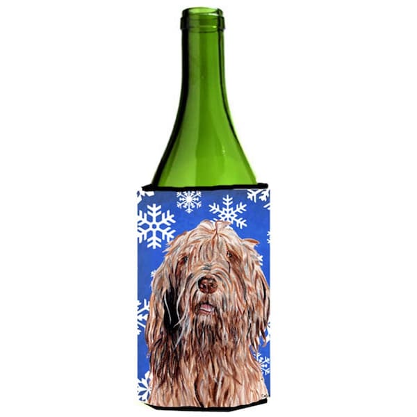 Carolines Treasures Otterhound Winter Snowflakes Wine bottle sleeve Hugger  24 Oz. - SC9781LITERK