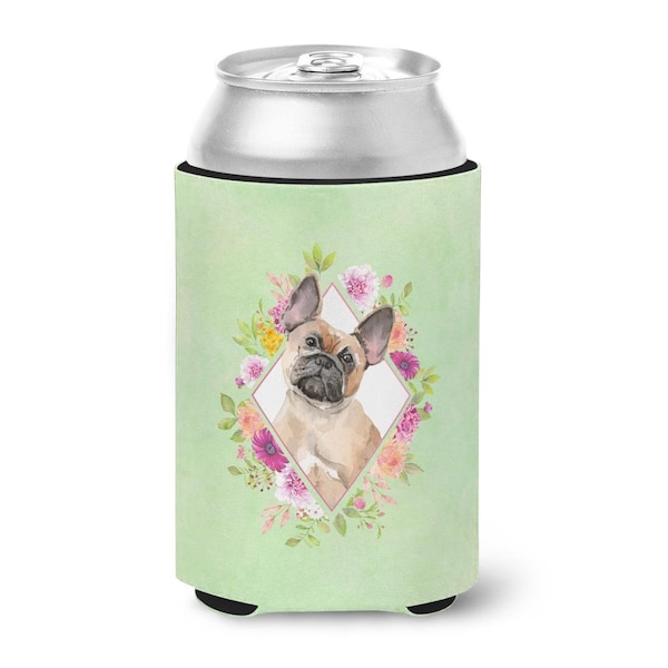 Carolines Treasures Fawn French Bulldog Green Flowers Can or Bottle Hugger - CK4398CC